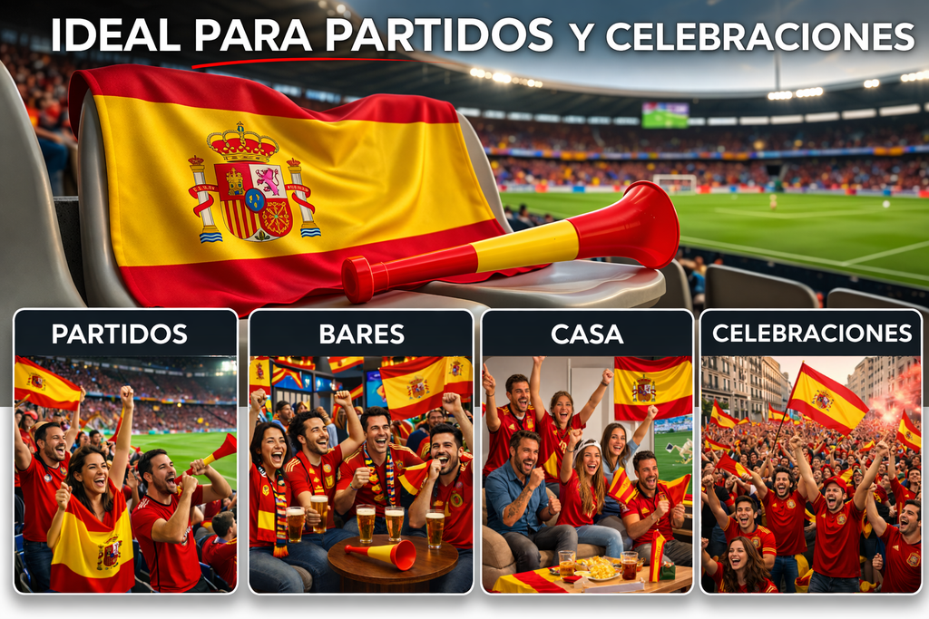 Pack Afición España – Bandera 90x150 cm + Bocina